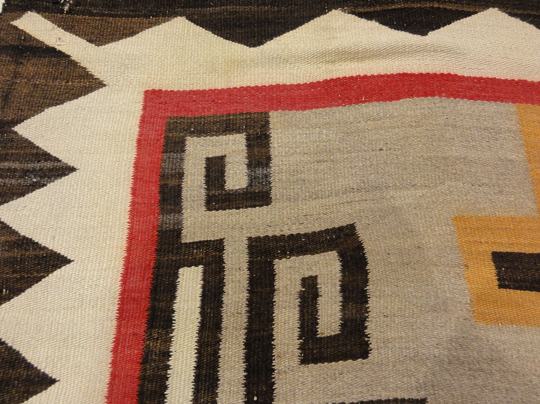 Large Antique Navajo Rug circa 1890-1900 featuring two grey hills. Sold by Santa Barbara Design Center, Rugs and More in Santa Barbara, California.