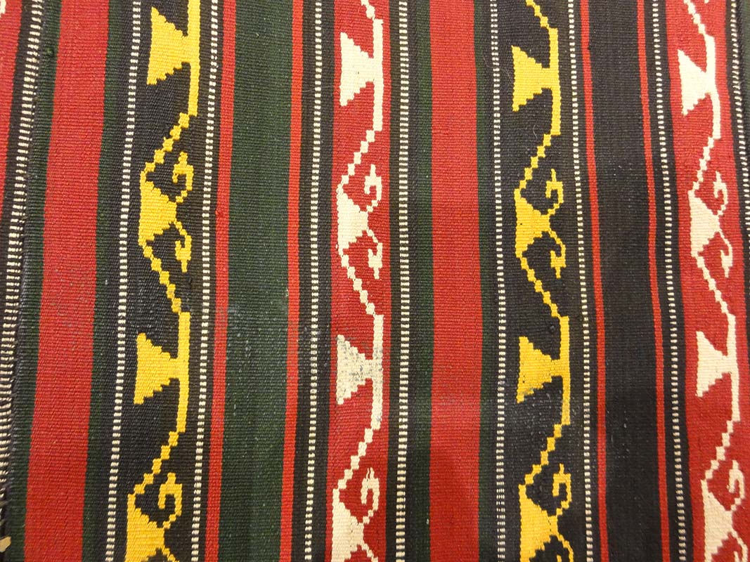 Fine Striped Turkish Jajim Textile. A piece of antique woven carpet art sold by Santa Barbara Design Center Rugs and More in Santa Barbara California.