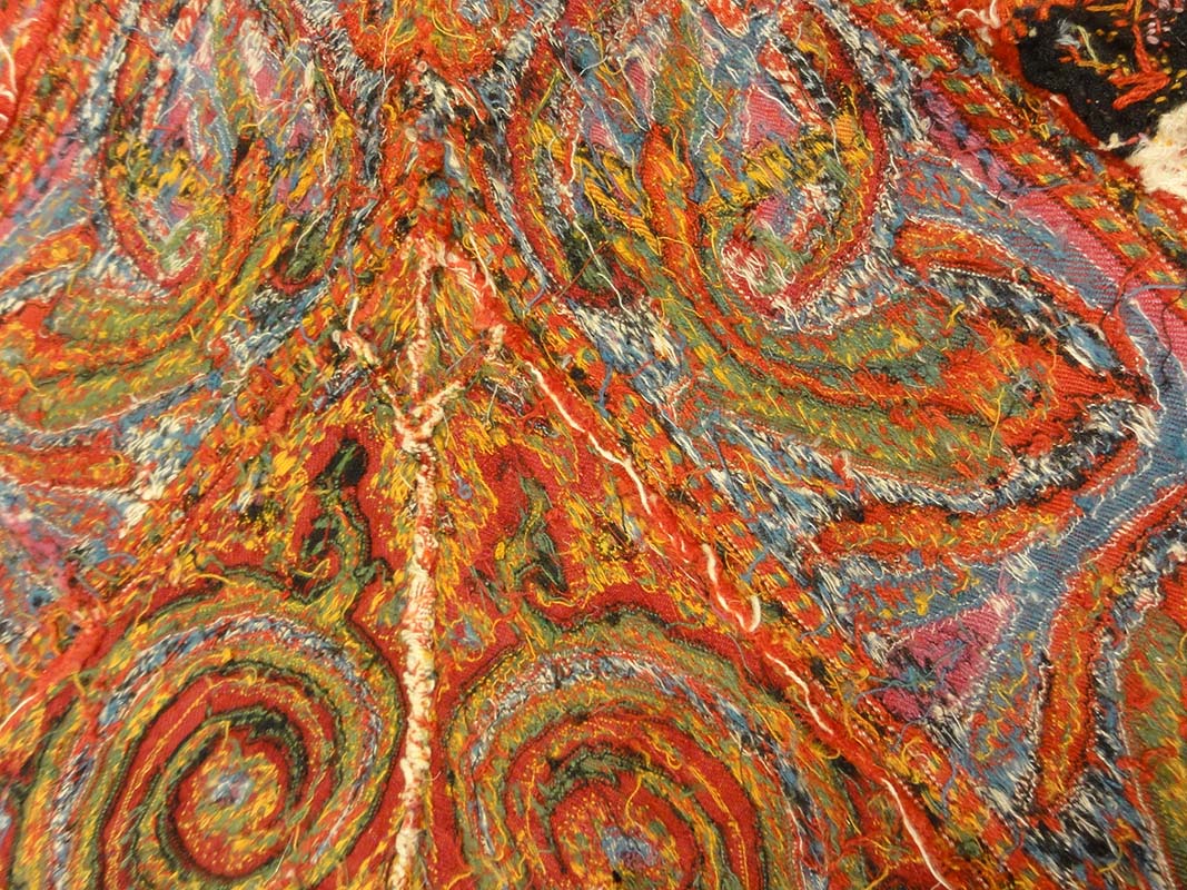 Antique Finest 1700s Persian Pashmina Kashmiri Shawl. Antique woven carpet art sold by Santa Barbara Design Center Rugs and More in Santa Barbara California