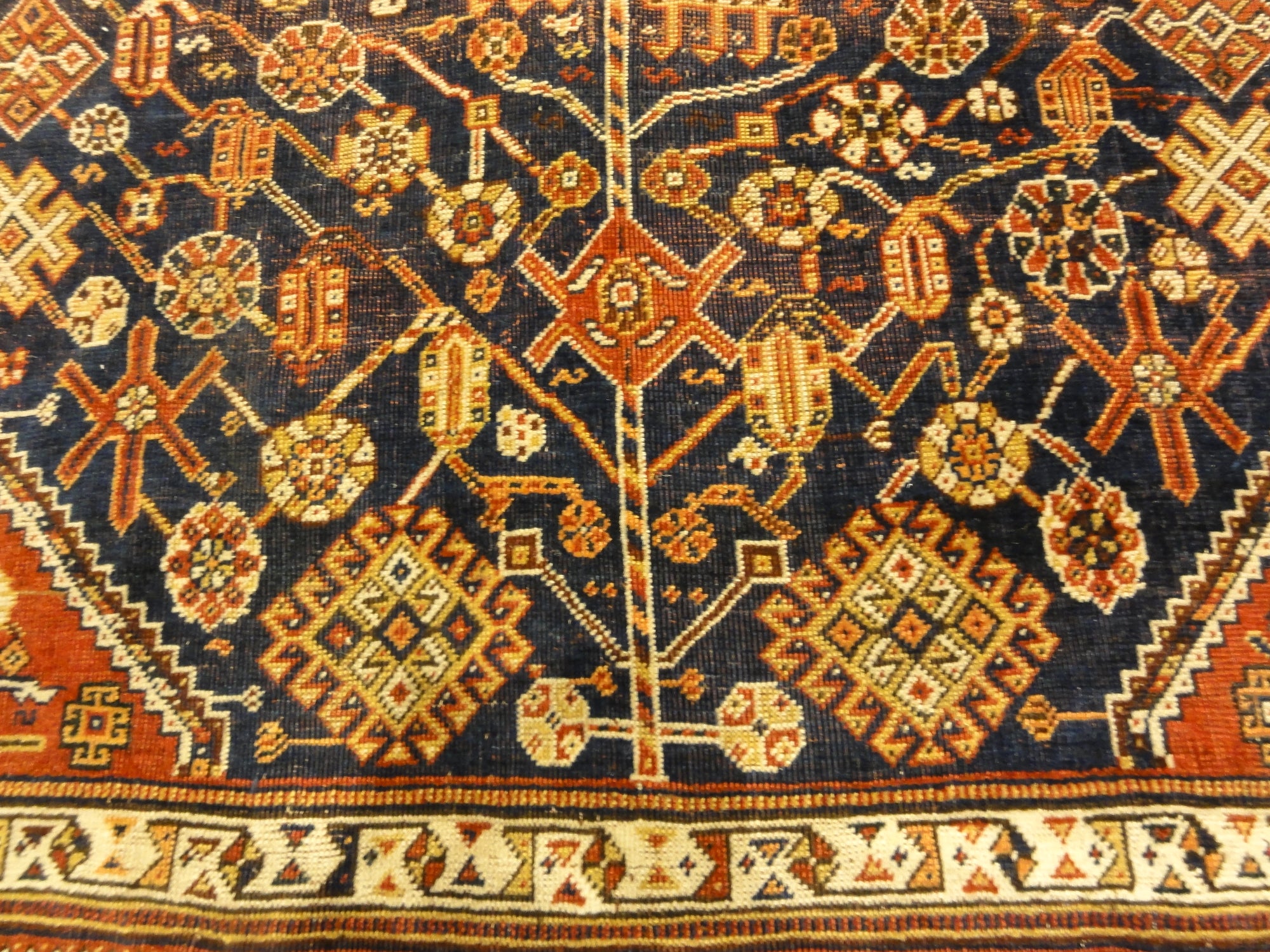30654 Antique Qashqai Kashkuli Rug ca.1850