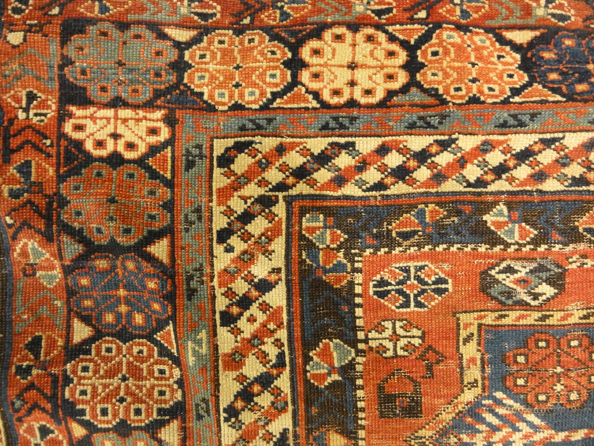 Fine Antique Shirvan Woven by an Armenian Girl. A piece of genuine authentic woven carpet art sold by the Santa Barbara Design Center Rugs and More.