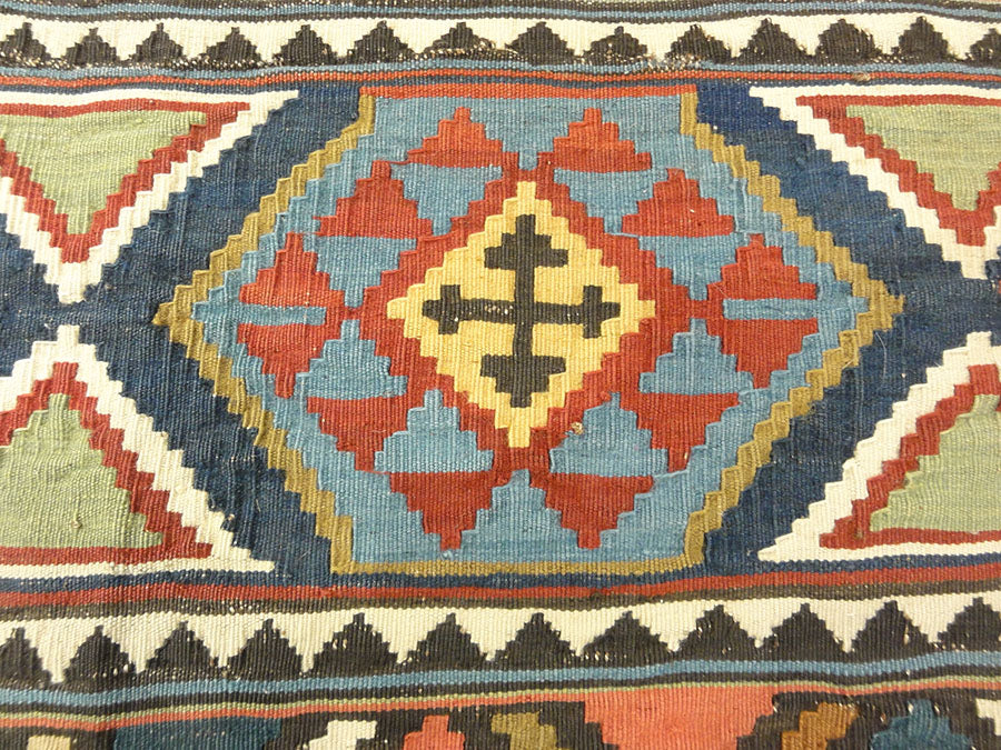 Antique Fine Shirvan Rug. A piece of genuine antique woven carpet art sold by Santa Barbara Design Center, Rugs and More in Santa Barbara, California.