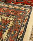 Amazing Caucasian Shirvan Baku Rug. An antique piece of woven carpet art sold by the Santa Barbara Design Center Rugs and More in Santa Barbara, California.