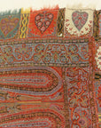 Antique Kashmiri Wool and Silk Pashmina circa 1700s. A piece of woven wool and silk art sold by Santa Barbara Design Center Rugs and More in Santa Barbara.