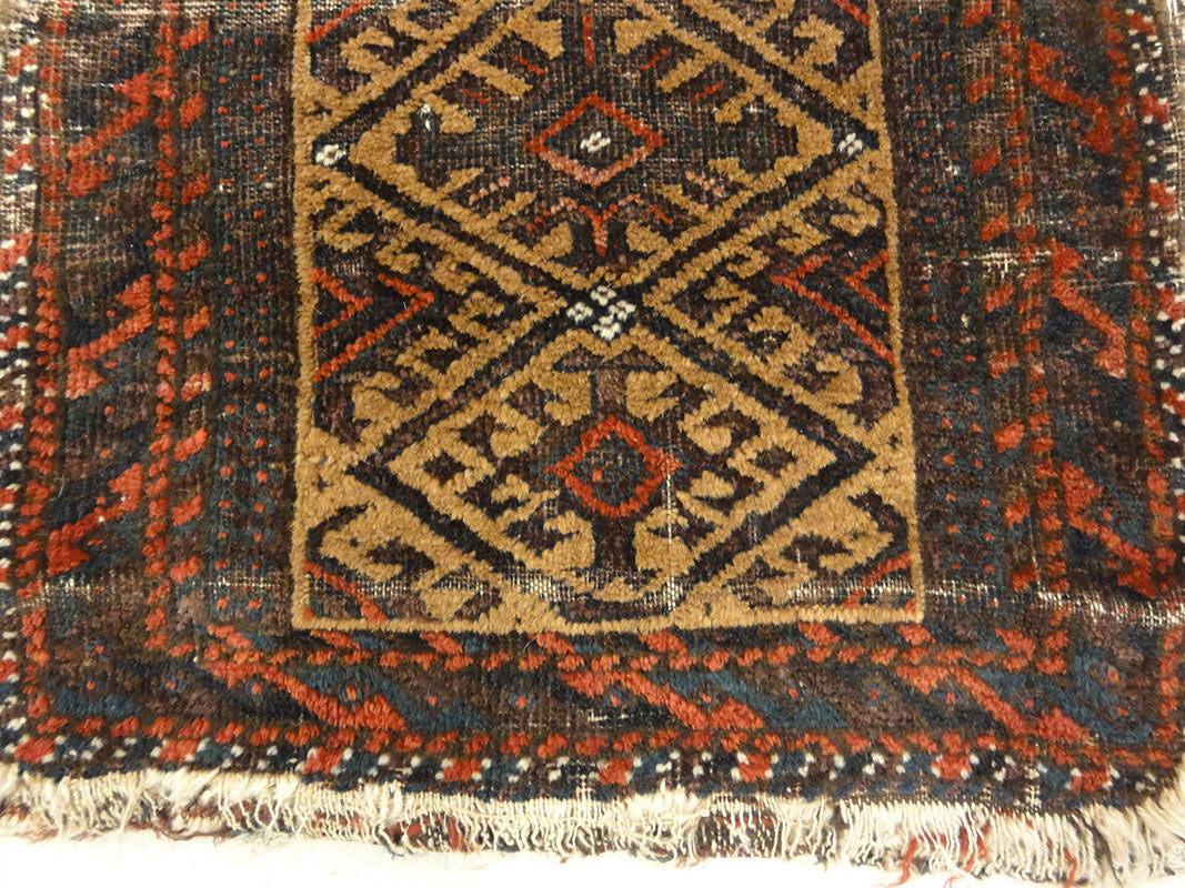 Antique Camel Hair Afghanistan Beluch. A piece of antique woven carpet art sold by Santa Barbara Design Center Rugs and More in Santa Barbara, California.