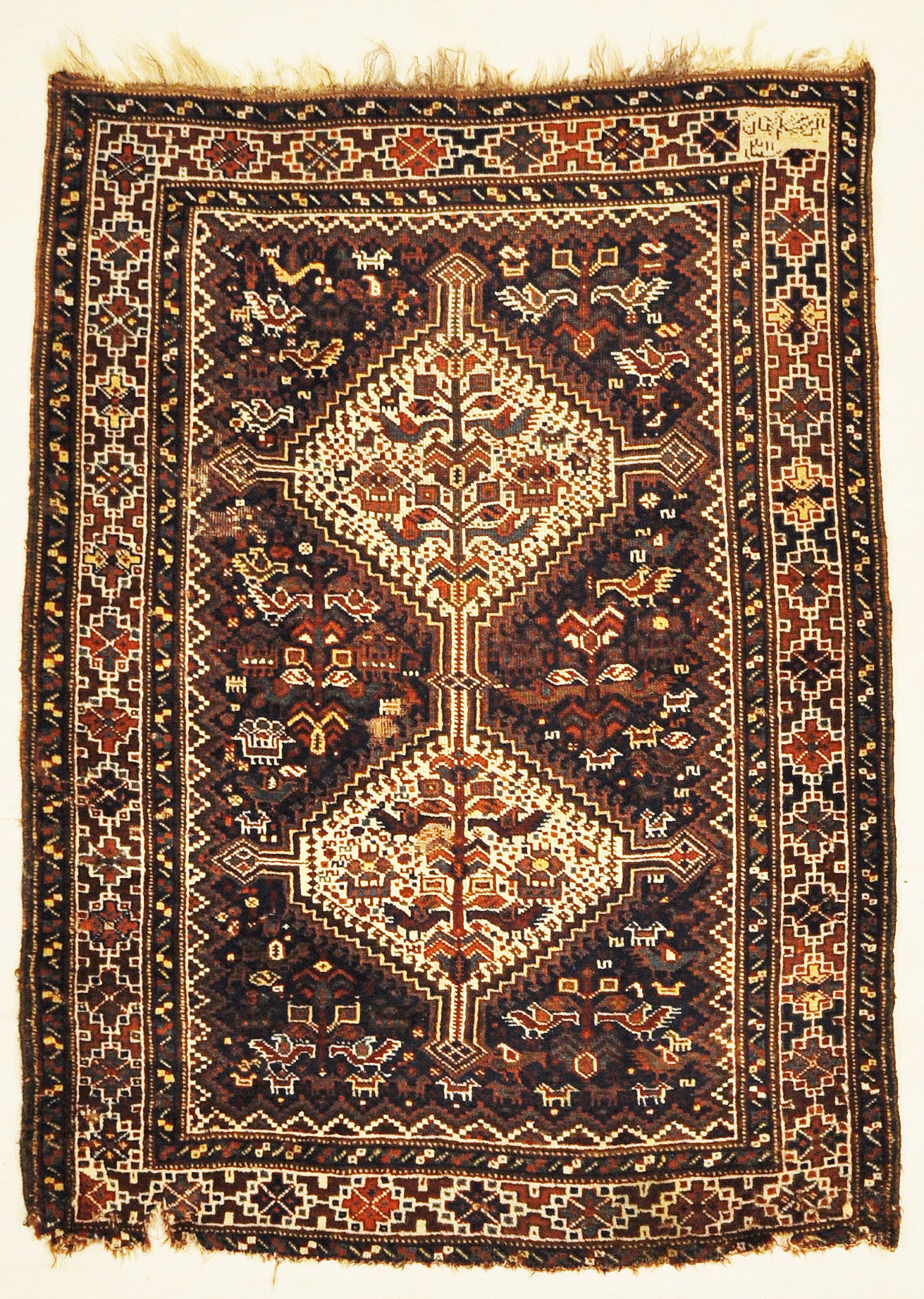 30072 Antique Persian Kahmseh Chicken Rug