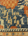 Antique Khamseh with Tribal Flowers. A piece of genuine woven carpet art sold at the Santa Barbara Design Center Rugs and More in Santa Barbara California.