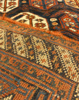 Rare 1870s Antique Boteh Afshar. A piece of authentic genuine antique woven carpet art sold by Santa Barbara Design Center, Rugs and More.
