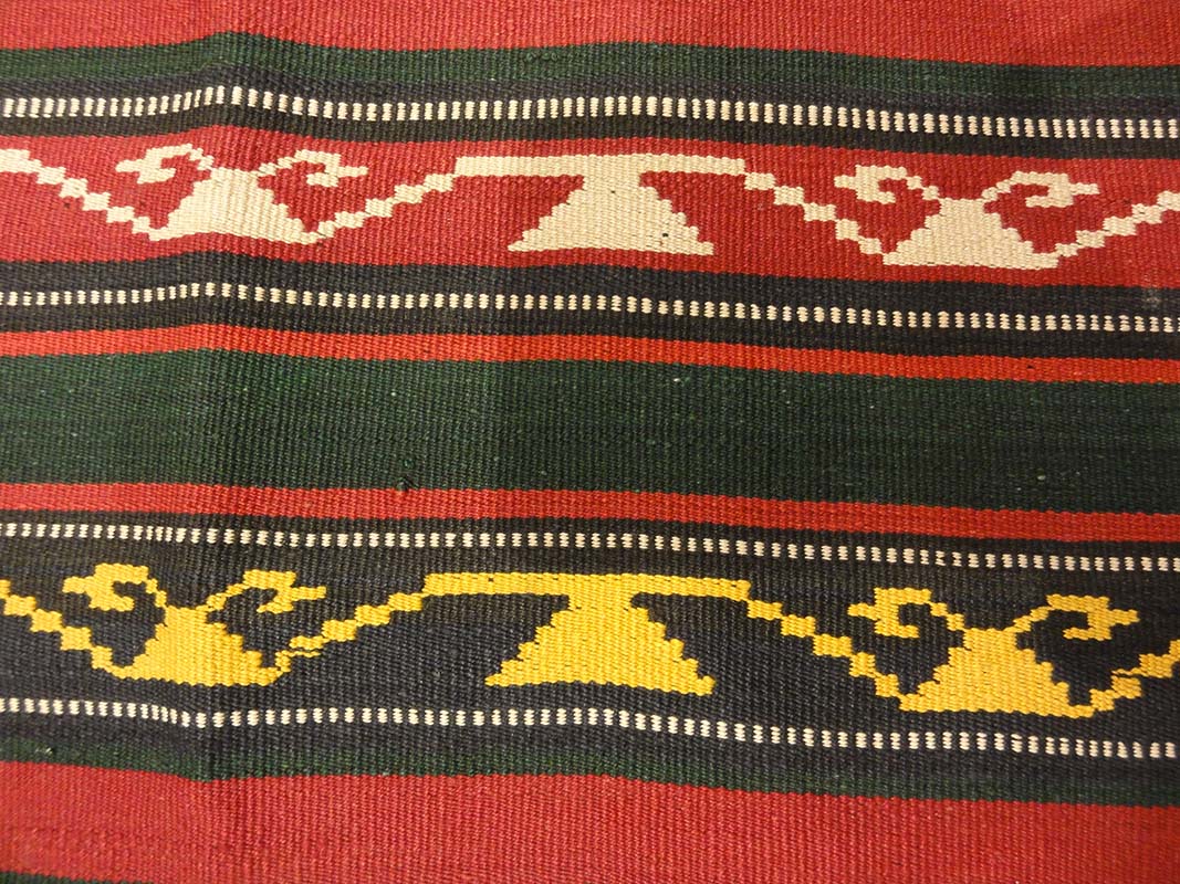 Fine Striped Turkish Jajim Textile. A piece of antique woven carpet art sold by Santa Barbara Design Center Rugs and More in Santa Barbara California.