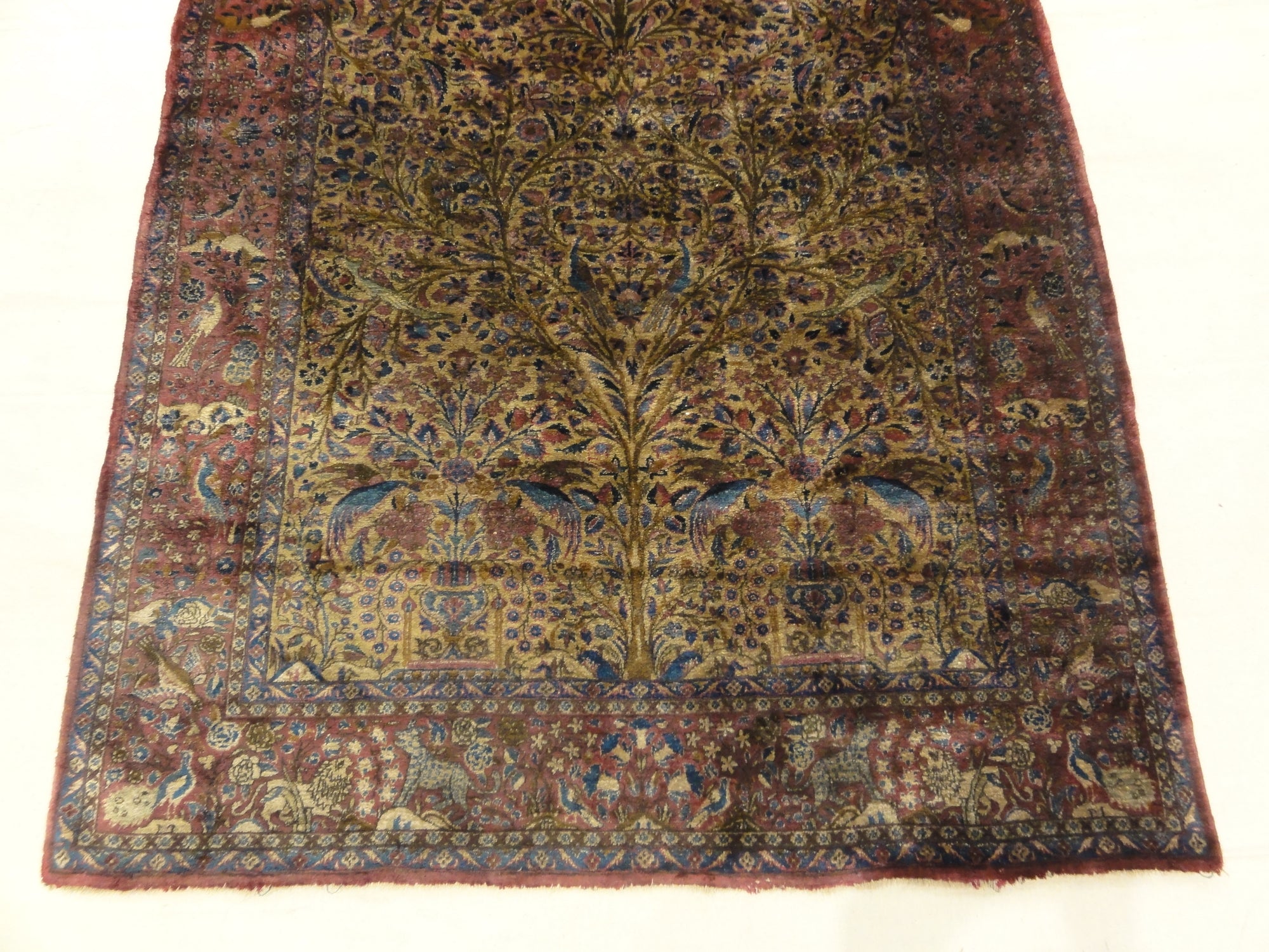 Antique Silk Maroon Kashan