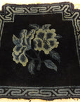 Antique Chinese Chair Cover Natural Dyed Wool. A piece of handmade antique natural dyed woven carpet art sold by Santa Barbara Design Center Rugs and More.