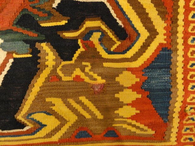 Antique Persian Silk Bijar Kelim