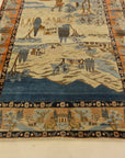 30061 Unique Antique pictoral Kashan Circa 1870 with winter landscape and deers