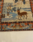 30061 Unique Antique pictoral Kashan Circa 1870 with winter landscape and deers