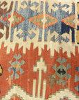 Anatolia Goddess Turkish Kelim ca Late 1700s. A piece of antique woven carpet art sold by the Santa Barbara Design Center, Rugs and More in California.