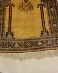 30036 Fine Antique Silk Heriz meditation rug in perfect condition ca.1880