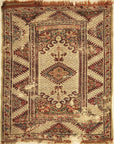 Antique Ghiordes Rug Circa 17th Century. A piece of genuine authentic antique woven carpet art sold by the Santa Barbara Design Center, Rugs and More.