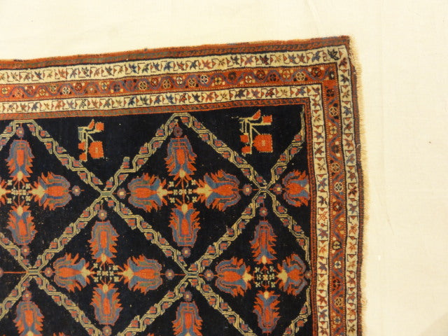 29858 Rare Antique lettuce Afshar Rug ca.1880