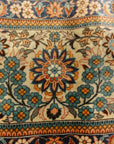 An antique finest silk rug featuring the garden of paradise with 1001 flowers. A piece of genuine woven carpet art sold at Santa Barbara Design Center.