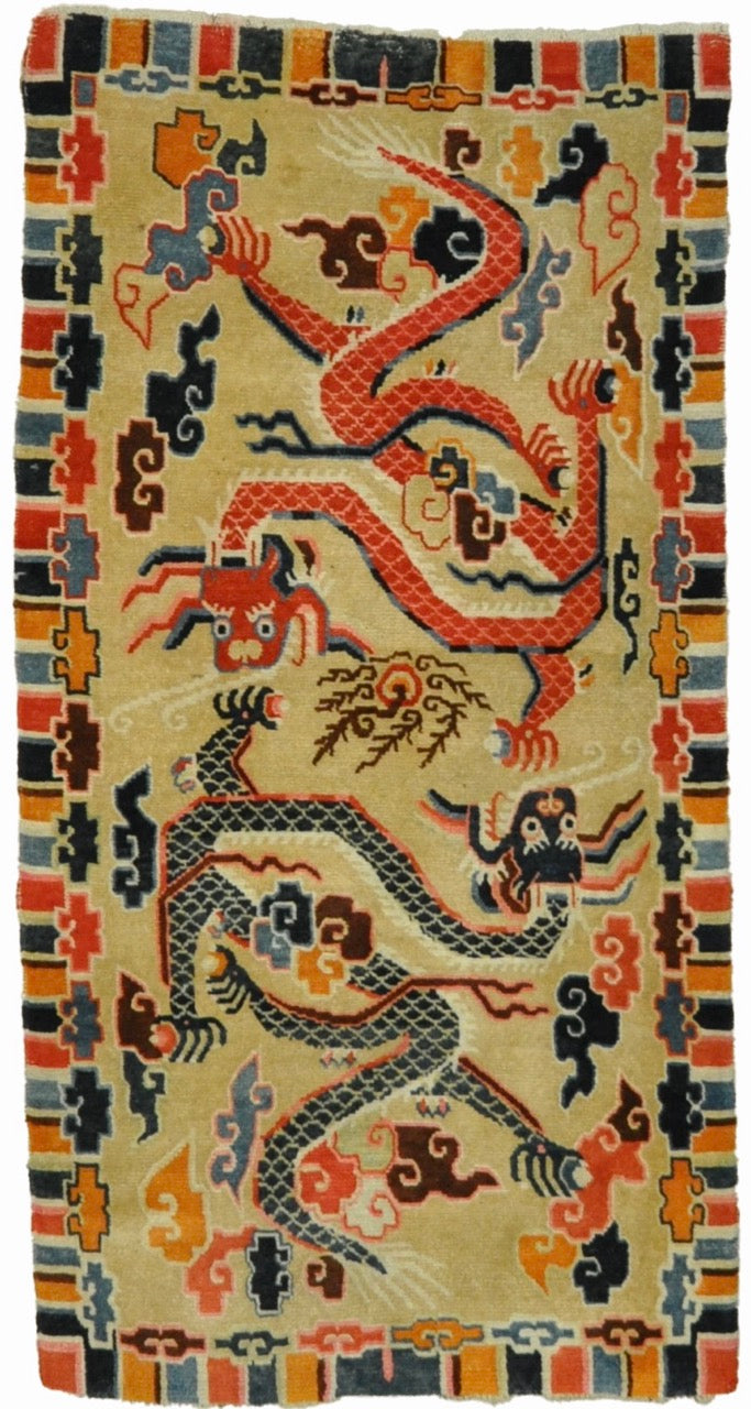 Antique Tibetan Dragon Rug 25297