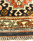 Antique Persian Khamseh Circa 1880. A piece of antique woven carpet art sold by Santa Barbara Design Center, Rugs and More in Santa Barbara, California.