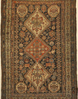 Antique Persian Qashqai featuring Tribal Flowers. A piece of genuine handwoven carpet art sold by Santa Barbara Design Center Rugs and More.