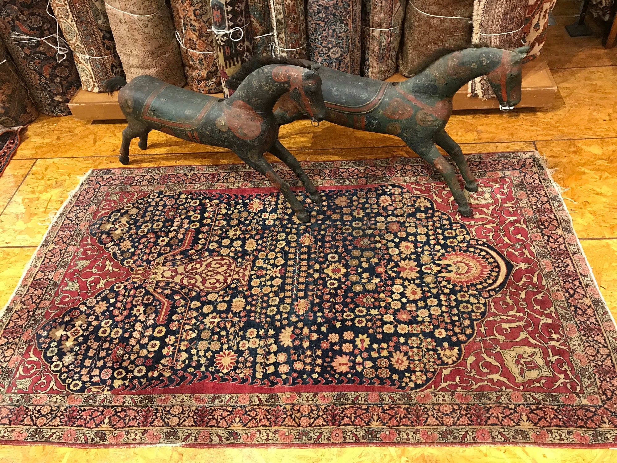 Antique Persian Kerman Ravar Rug- Millefleur