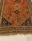 29856 important Antique Qashqai gift of the Khan with silk wefts in perfect conservation ca. 1870
