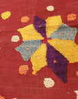 Antique Uzbek Turkestan Wool and Silk Suzani. A piece of wool and silk woven art sold by Santa Barbara Design Center Rugs and More in Santa Barbara CA.