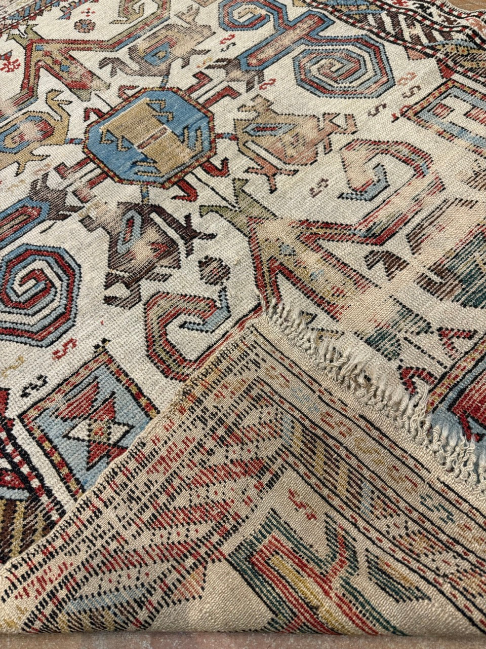 Antique Early Caucasian Derband Kurdish rug 25307