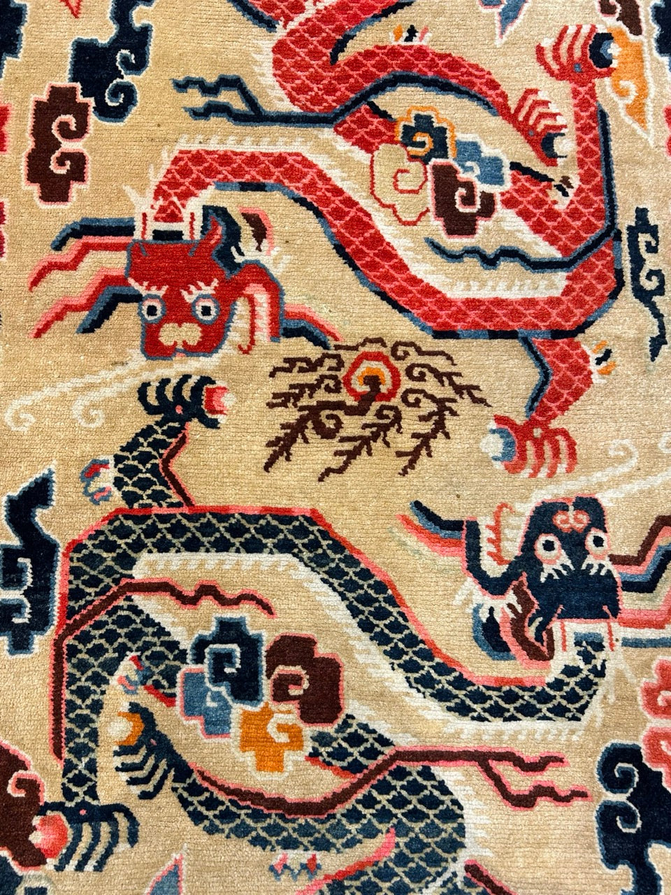 Antique Tibetan Dragon Rug 25297