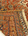 Antique Persian Qashqai Rug. A piece of genuine woven carpet art sold by the Santa Barbara Design Center, Rugs and More in Santa Barbara, California.