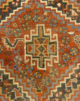 Antique Persian Khamseh Chicken Rug. A piece of genuine woven carpet art sold by Santa Barbara Design Center Rugs and More.