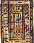 Antique Rare Gold Kuba Chichi Rug. A genuine authentic antique piece of carpet art sold by the Santa Barbara Design Center, Rugs and More.