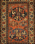 Antique Rare Cloudband Caucasian Chondzoresk Rug. A piece of genuine authentic antique woven carpet art sold by Santa Barbara Design Center Rugs More.