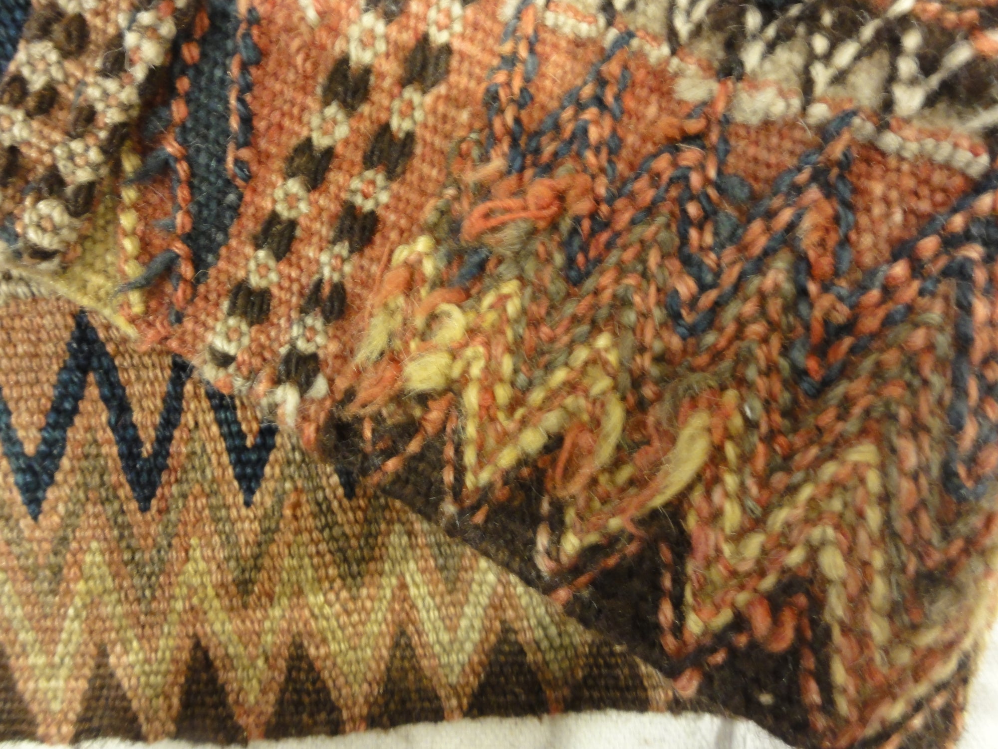 Uzbek Kelim Bag Face Saddle Bag. A piece of authentic genuine antique woven carpet art sold by Santa Barbara Design Center Rugs and More.