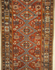 Fine Antique Shiwan long rug hand made of natural wool and organic dyes. Beautiful antique piece with animals and unique vibrant colors.
