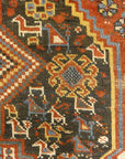 Antique Persian Khamseh Chicken Rug. A piece of genuine woven carpet art sold by Santa Barbara Design Center Rugs and More.