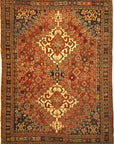 Antique Persian Qashqai Rug. A piece of genuine woven carpet art sold by the Santa Barbara Design Center, Rugs and More in Santa Barbara, California.