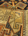 Antique Shirvan Rug Featuring Peacock and Two Men. A genuine authentic antique piece of woven carpet art sold by Santa Barbara Design Center, Rugs and More.