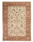 Original Ziegler & Co. Sultanabad rug with intricate beige, cream, and red patterns displayed on a product page.