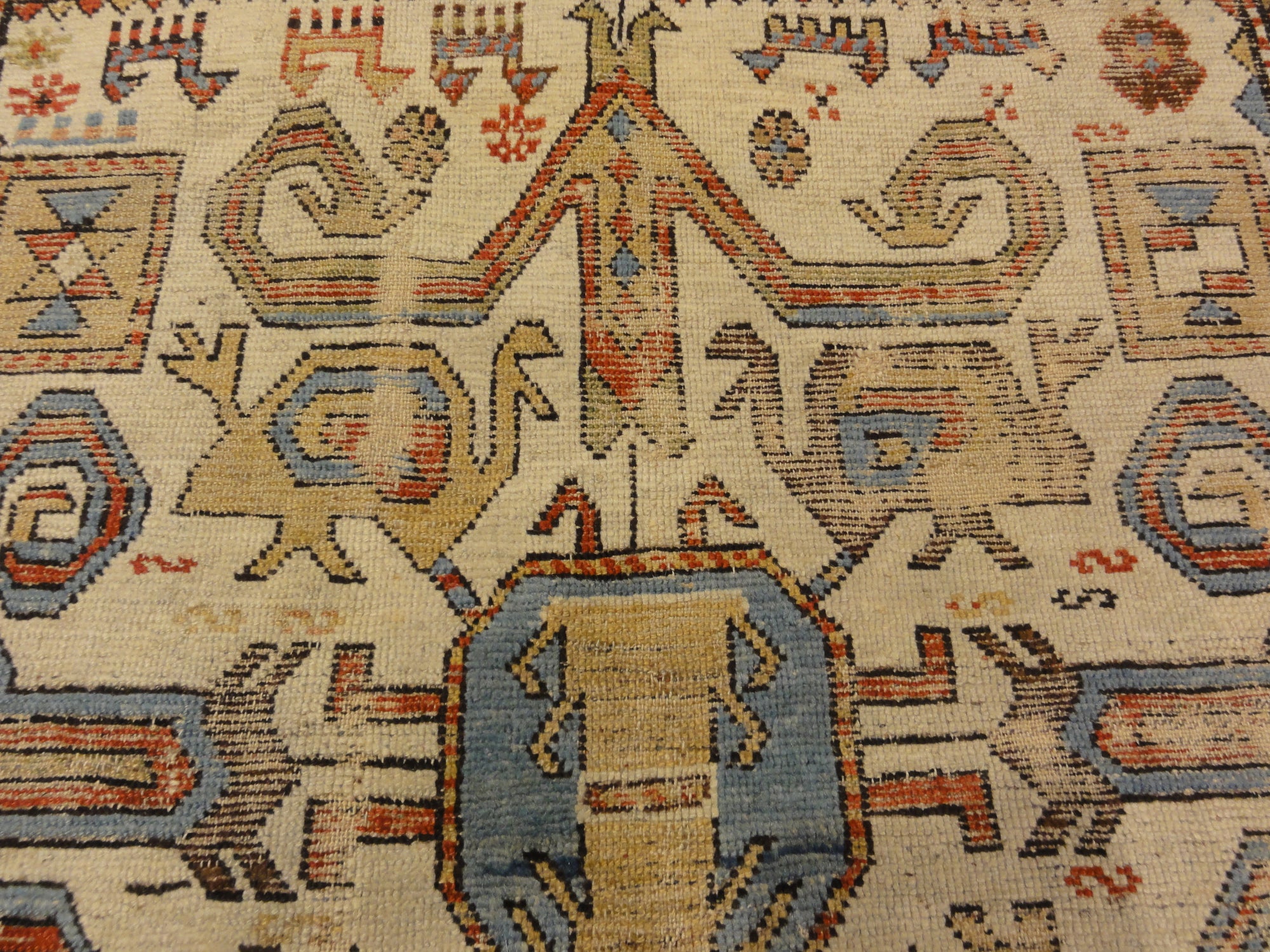 Antique Early Caucasian Proto Northern Kurdish Rug Circa 1700s. A piece of antique woven carpet art sold by Santa Barbara Design Center, Rugs and More.