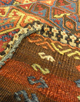 Small Bakhetiari Kelim Saddle Bag some metal threading throughout. Visit us Rugs & More in the Santa Barbara Design Center.