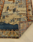 30061 Unique Antique pictoral Kashan Circa 1870 with winter landscape and deers