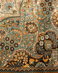 An antique finest silk rug featuring the garden of paradise with 1001 flowers. A piece of genuine woven carpet art sold at Santa Barbara Design Center.