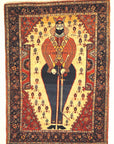 Antique Sarouk Farahan Very Rare Shahpour Figure Genuine Handmade Woven Carpet Art Natural Dyed Wool Santa Barbara Design Center