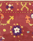 Antique Uzbek Turkestan Wool and Silk Suzani. A piece of wool and silk woven art sold by Santa Barbara Design Center Rugs and More in Santa Barbara CA.