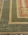 30126 Unique Antique Turkish Silk Prayer Rug with Two Metal Thread Scripts 30126
