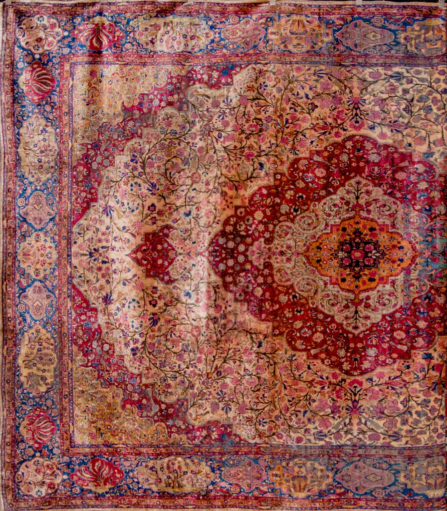 Antique Silk Kashan Persian Rug