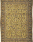 Antique Yellow and Blue Larestan Indian Rug. A piece of genuine antique woven carpet art sold by the Santa Barbara Design Center, Rugs and More.